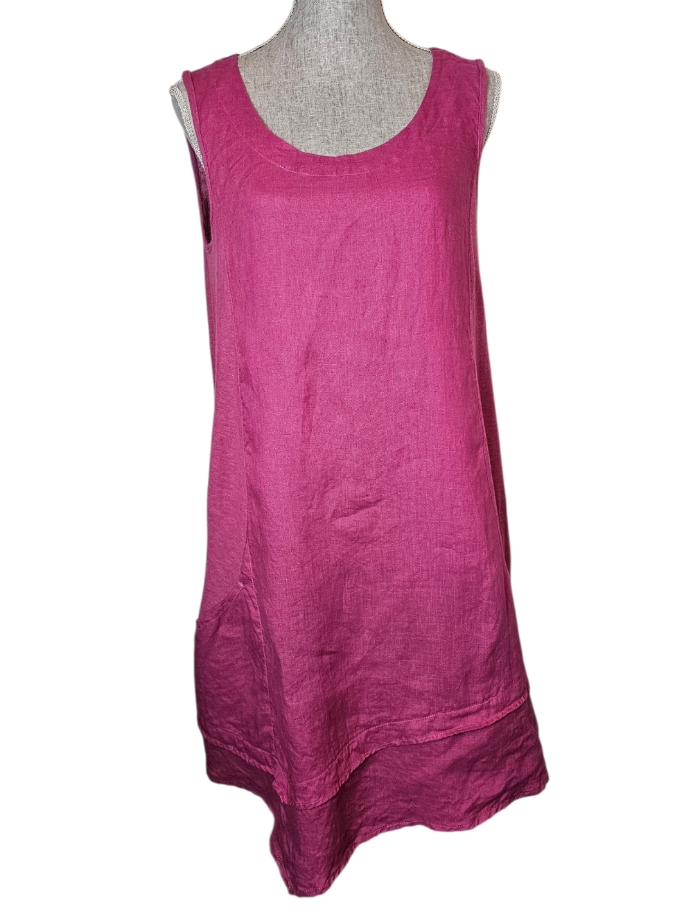 Cut + Loose Asym Linen Dress Size S Pink Sleeveless Relaxed Boho Oversized